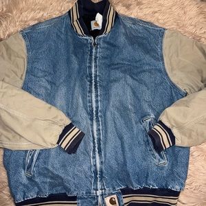 VINTAGE Carhartt Mens Bomber Denim Jacket Best size XL/2XL RARE